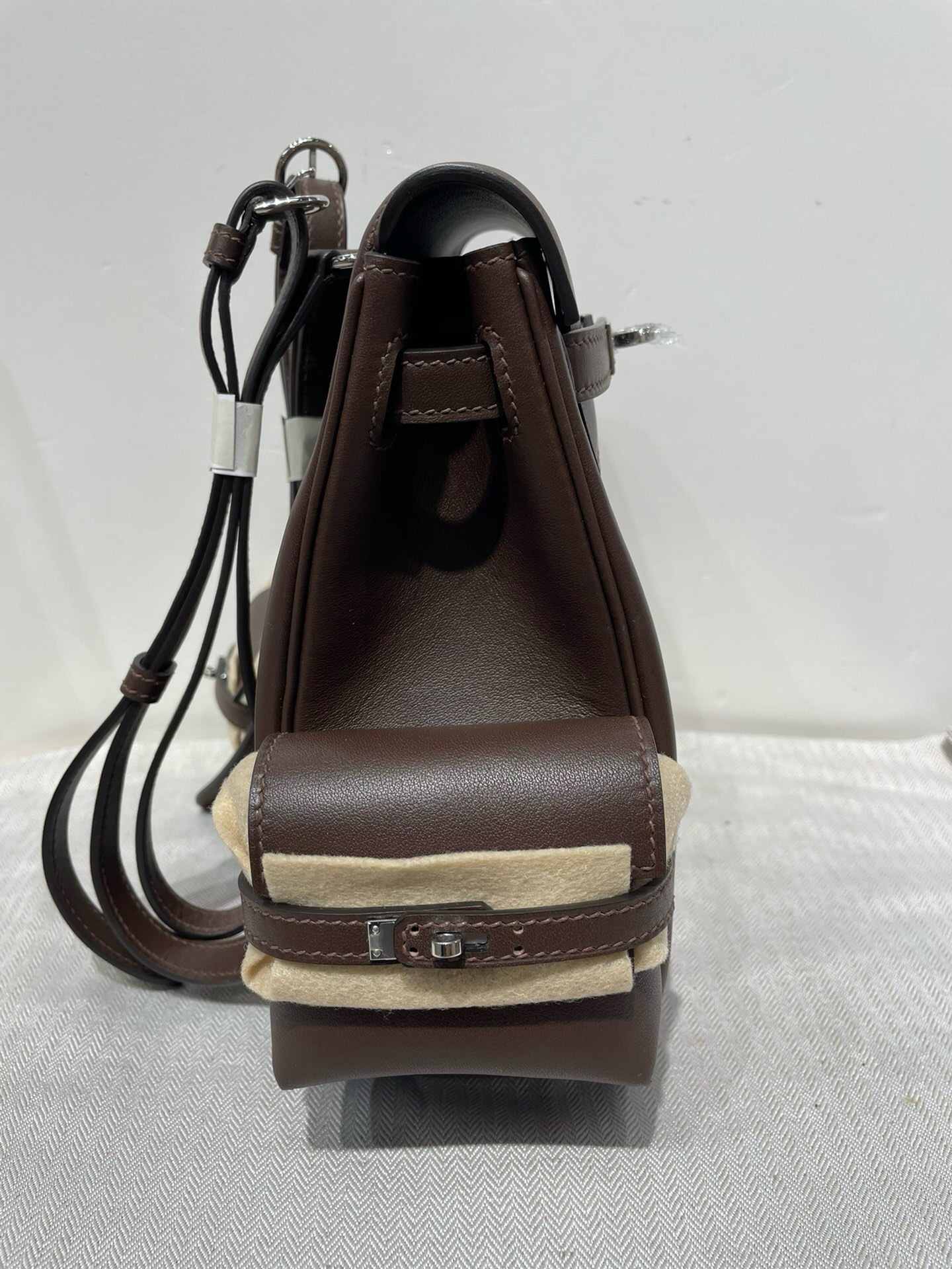 Hermes Kelly Ado Pockets Backpack In Caffee Swift Leather